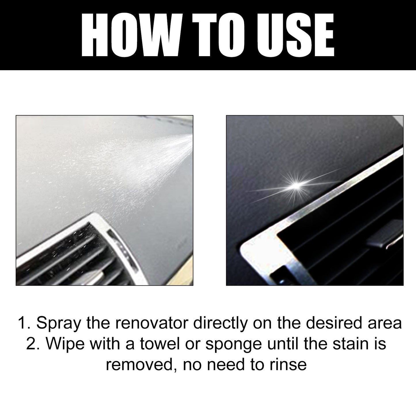 Car Interior Renovation Spray, Seat Interior Instrument Panel Cleaning Decontamination Maintenance Refurbishing Care Agent