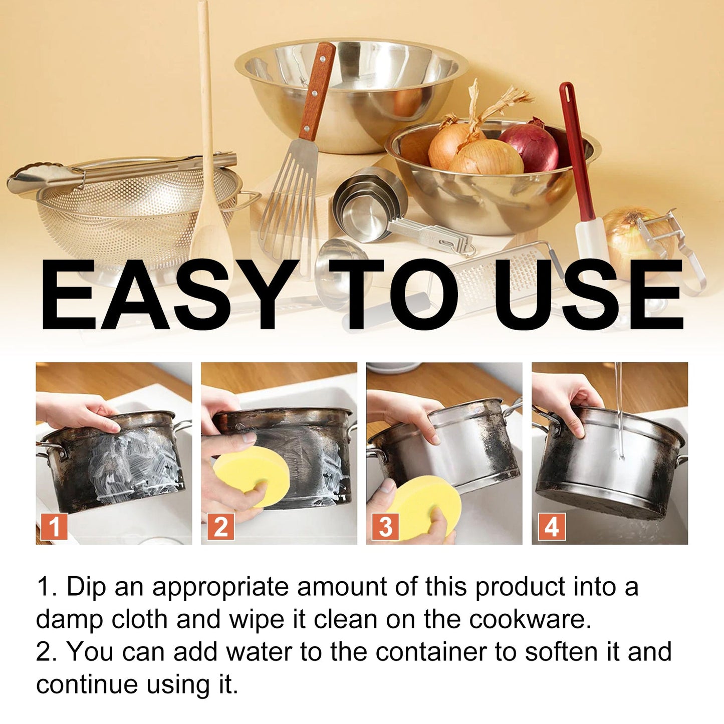 Cookware Cleaner, Kitchen Faucet To Remove Dirt And Water Stains Stainless Steel Rust Cleaning Agent