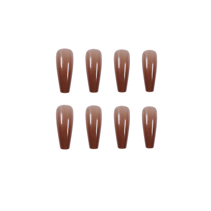 Ice Transparent Color Coffee Long Ballet Wear Manicure Finished Fake Nail Manicure Patch Nail Patch Removable Nail