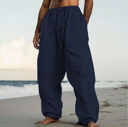 Beach Straight-leg Plain Color Daily Pants