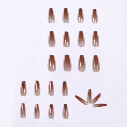 Ice Transparent Color Coffee Long Ballet Wear Manicure Finished Fake Nail Manicure Patch Nail Patch Removable Nail