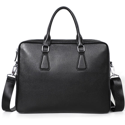 Men's Large Capacity Horizontal Leather Briefcase