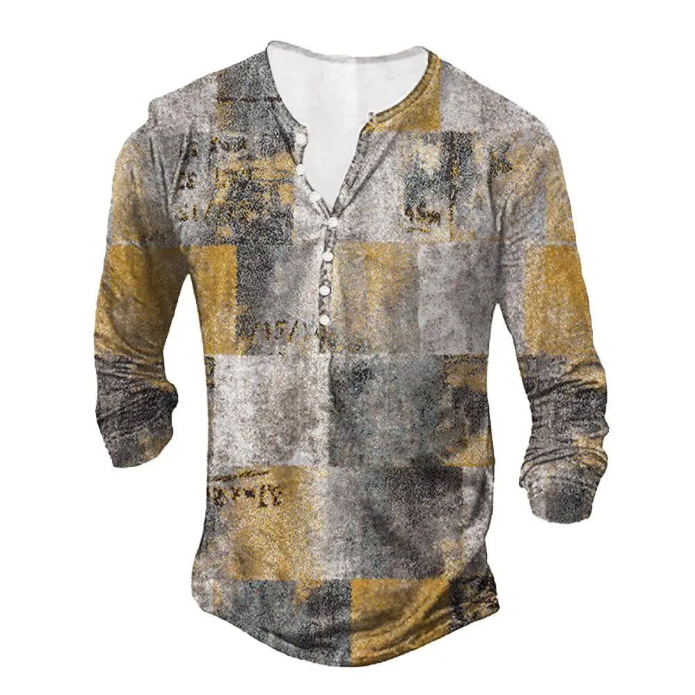 Open Placket Button 3D Digital Printed Ethnic Top