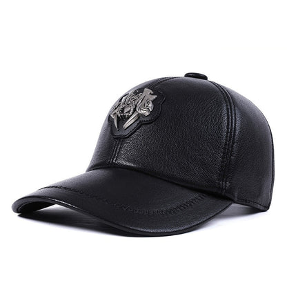 Genuine Leather Peaked Cap Goat Skin