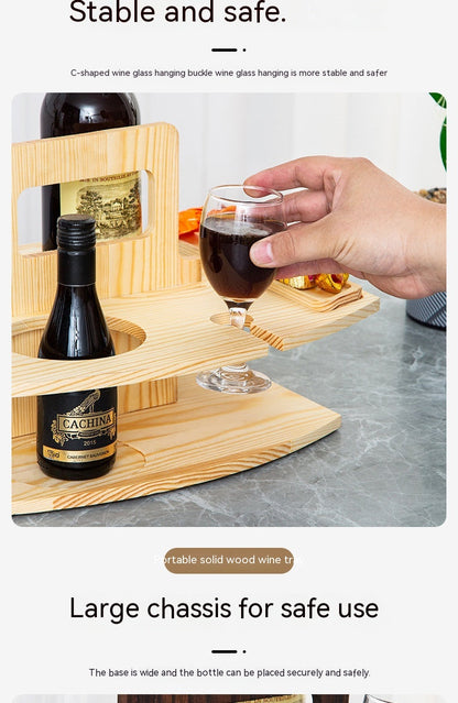 Wooden Wine Rack Portable Wine Rack Removable Wine Glass Holder