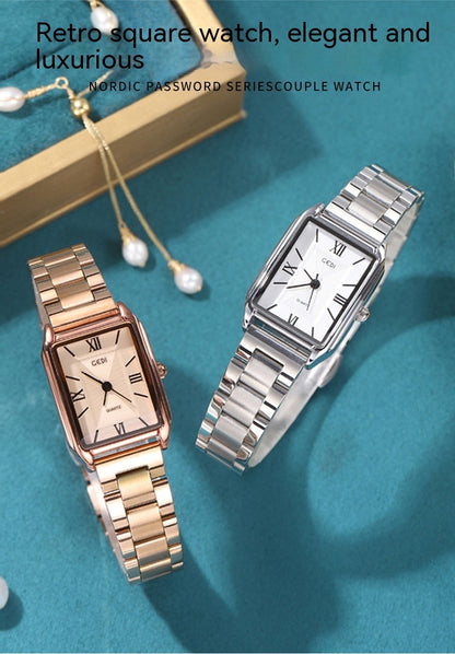 Square Women's Fashion Steel Belt Watch