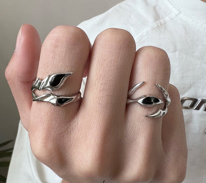 Irregular Black Onyx Street Tide Ring