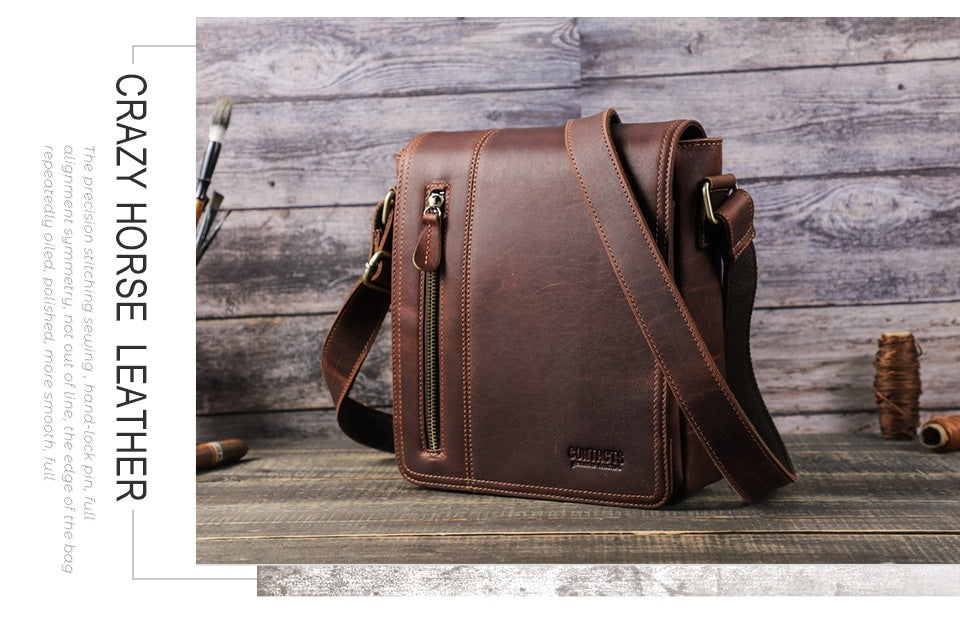 Retro Crazy Horse Men's Crossbody Bag