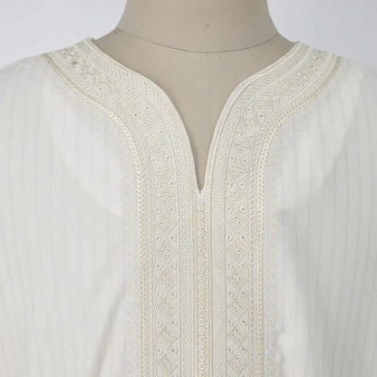 Ethnic Style Loose White Muslim Robe