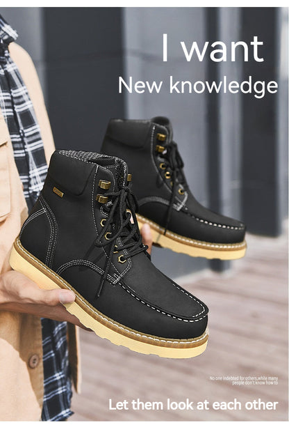 British High-top Leather Workwear Boots