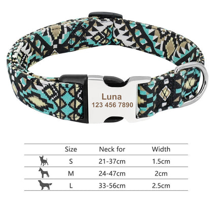 Adjustable Nylon Dog Collar Personalized Dogs Cat ID