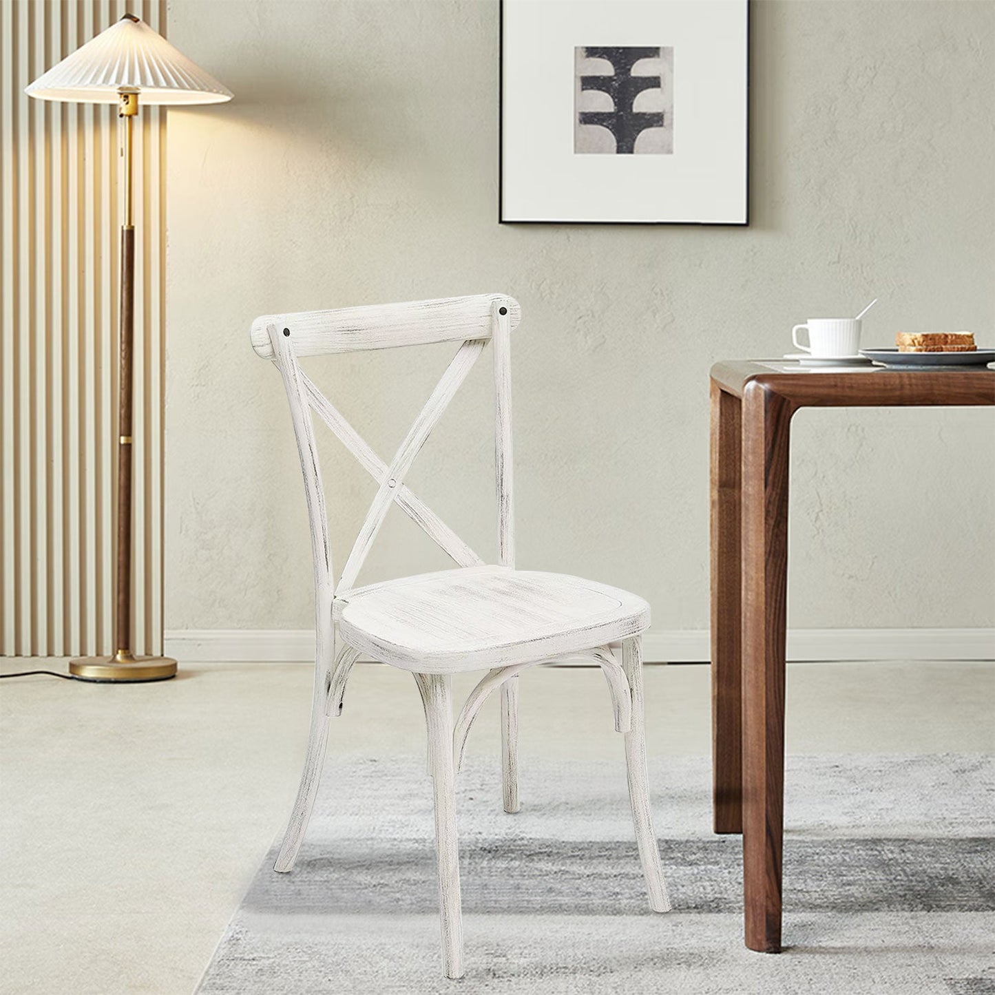 4-Pack Resin X-Back Chair, Mid Century Chair Modern Farmhouse Cross Back Chair for Kitchen ,Lime Wash
