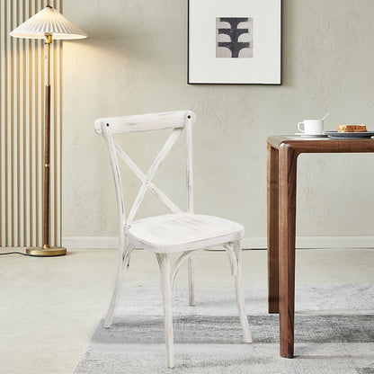 4-Pack Resin X-Back Chair, Mid Century Chair Modern Farmhouse Cross Back Chair for Kitchen ,Lime Wash