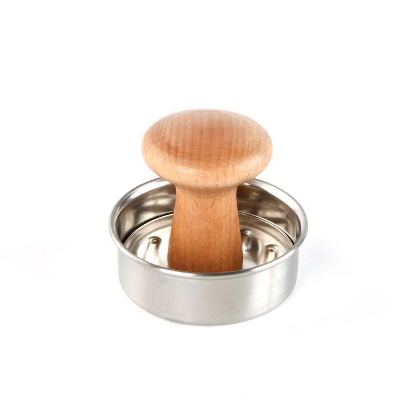 Burger Press Mould Stainless Steel 304 Meat Press, Beech Wood Handle Stainless Steel Meat Press