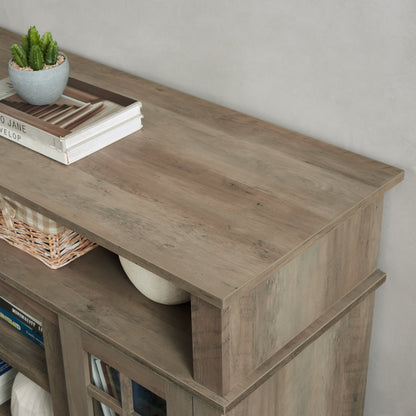 Classic TV Media Stand Modern Entertainment Console for TV Up to 65" with Open and Closed Storage Space Gray Wash