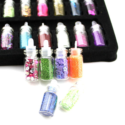 48-in-1 Nail Jewelry Set with Sequins Powder