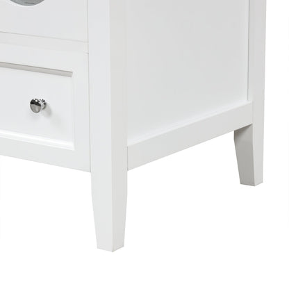 24" Bathroom Vanity with Sink, Bathroom Vanity Cabinet with One Drawer and Doors, Adjustable Shelf, Solid Wood and MDF, White