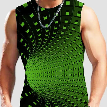 Men's Plus Size Sleeveless 3D Retro Print Vest