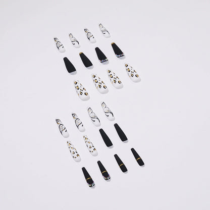 Butterfly Wearing Leopard-Print Nail Piece Scrub Manicure Wearing Nail Patch With Drill Nail Patch