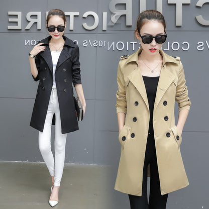 Slim Women Trench Coat Plus Size Mid-length