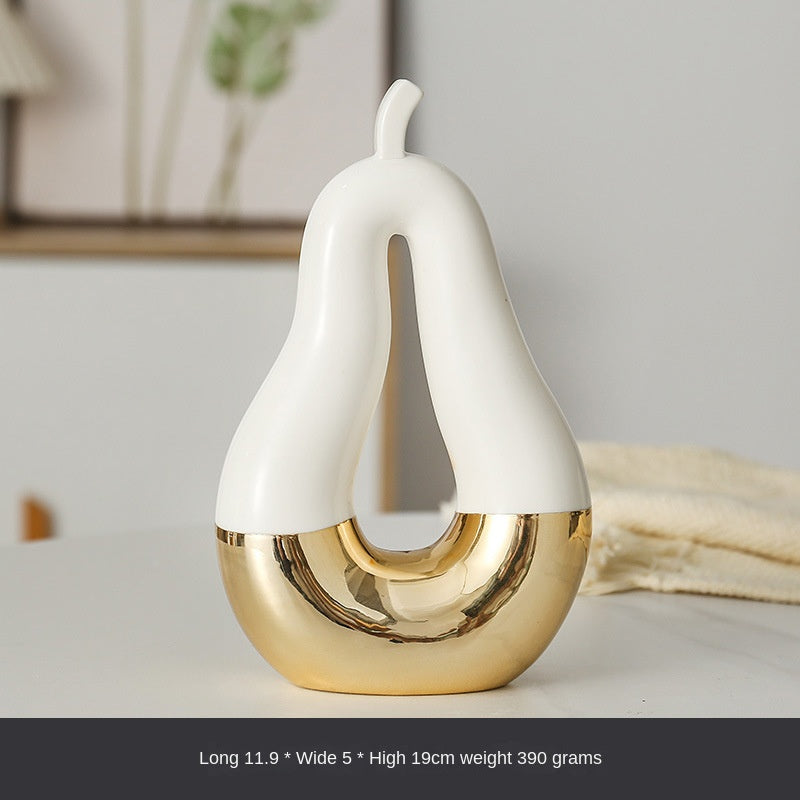 Modern Minimalist Gilded Apple Pear Creative Wine Cabinet Decorative Piece Luxury Home Living Room Entrance Ceramic Craft
