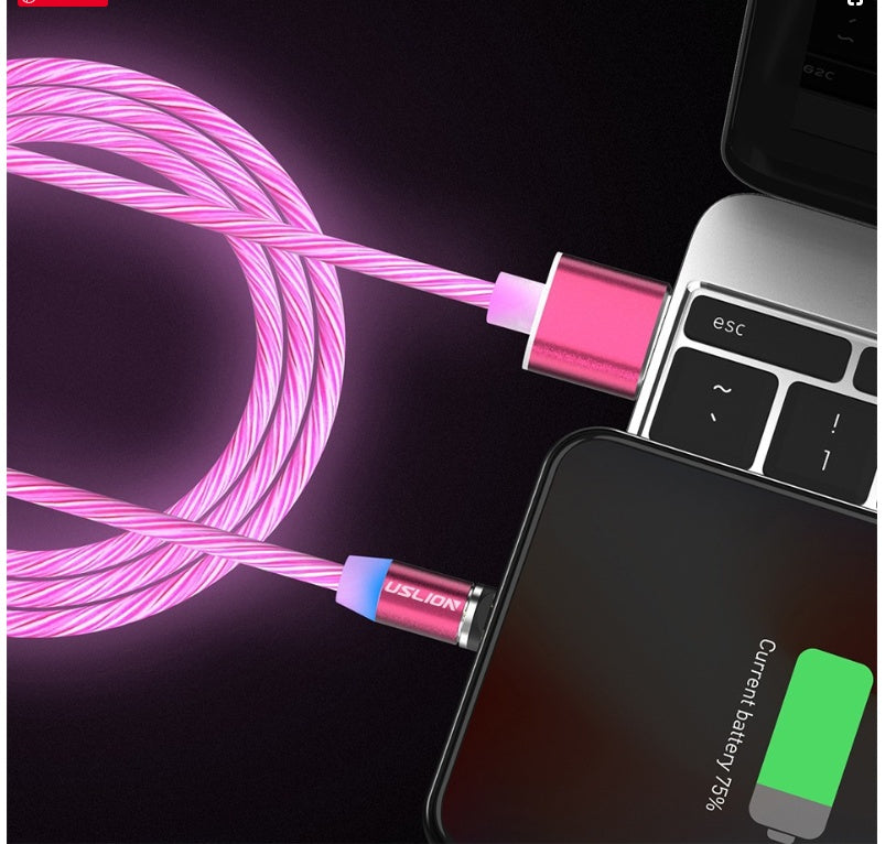 LED Magnetic USB Cable Type-C Micro Fast Charging
