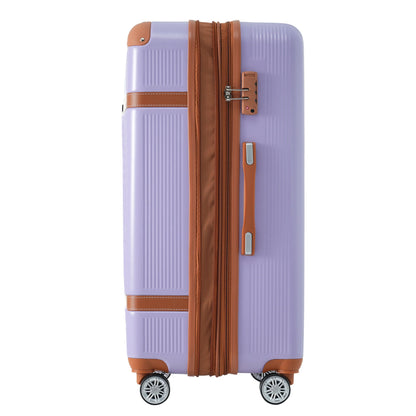 Hardshell Luggage Sets 3 Piece double spinner 8 wheels Suitcase with TSA Lock Lightweight 20''24''28'' Lilac + ABS