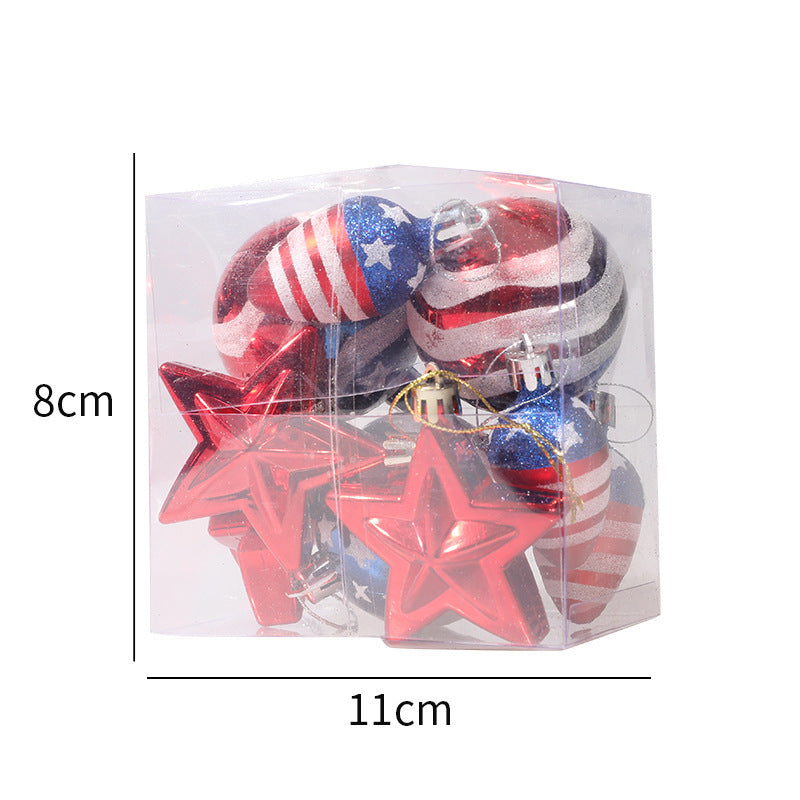 Christmas Ball Independence Day Decoration Hanging Ball Christmas Tree Decoration Prop American Plastic Ball Set