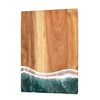 Acacia Wood and New Resin Cutting Board Wave Spliced Design Kitchen Fruit and Steak Board for Chopping Rectangle Wooden Boards
