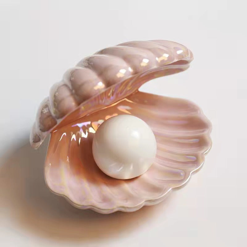 Creative Shell Night Light Bedroom Headlight Nordic Internet Celebrity Girl Heart Dream Pearl Ceramic Light Desktop Decoration