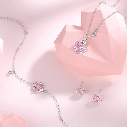 Sweet Girl Sterling Silver Zircon Clavicle Chain Necklace