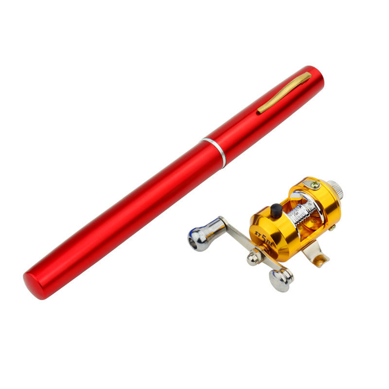 Mini Ice Fishing Pen Rod with Drum Set