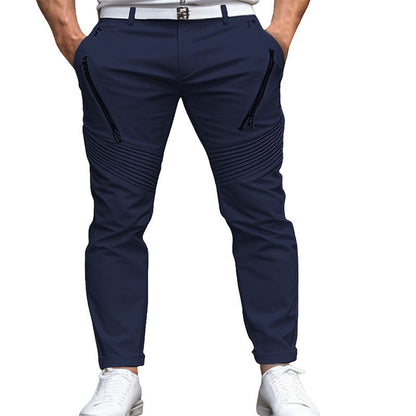 Men's Zipper Pleated Slim Fit Skinny Pants