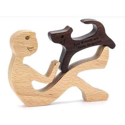 DIY Wooden Dog Figurine Sculpture Home Decor
