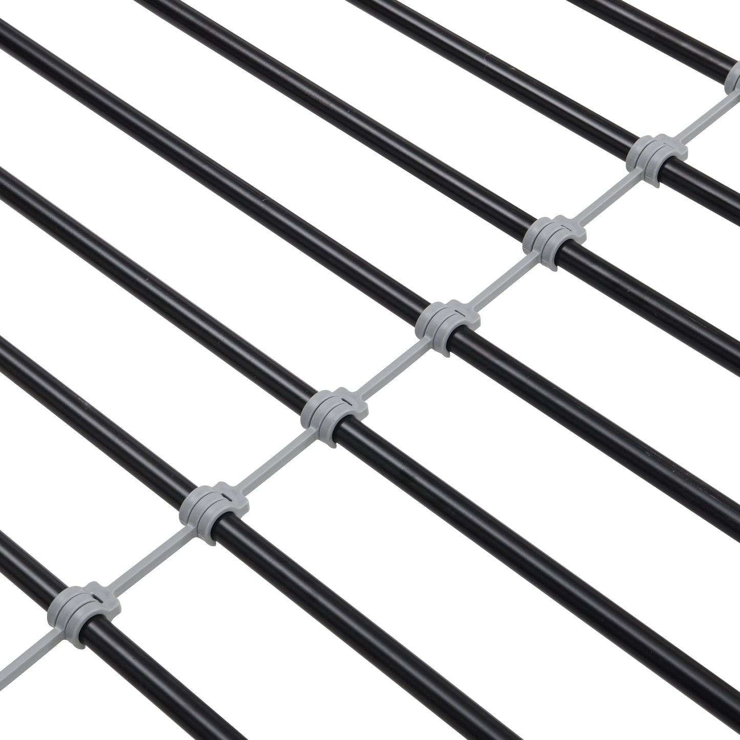 Double decker bed, size above twin bed, with 2 ladders and full-length guardrail, metal, storage space, black