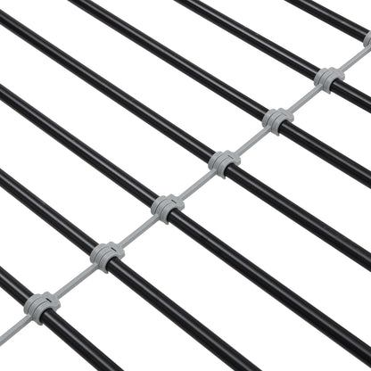 Double decker bed, size above twin bed, with 2 ladders and full-length guardrail, metal, storage space, black
