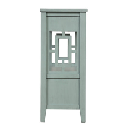 36'' Farmhouse Pine Wood Console Table Entry Sofa Table with 4 Drawers & 1 Storage Shelf (Retro Blue)