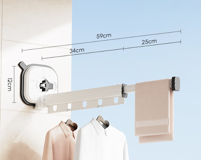 Multifunctional Retractable Fold Away Clothes Drying Hanger Space-Saving Bathrooms Usage