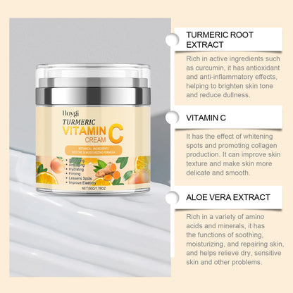 Turmeric Vitamin C Brightening Cream, Moisturizing Even Skin Tone Lighten Acne Mark Brightening Moisturizing Cream