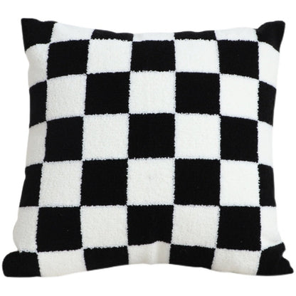 Black and White Checkerboard Pillow