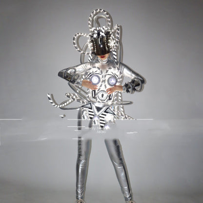 Cyberpunk Performance Suit Luminous Led Silver