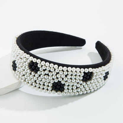 New Fashion Full Pearl Wide Edge Shampoo Headband Pressed Hair Ornament