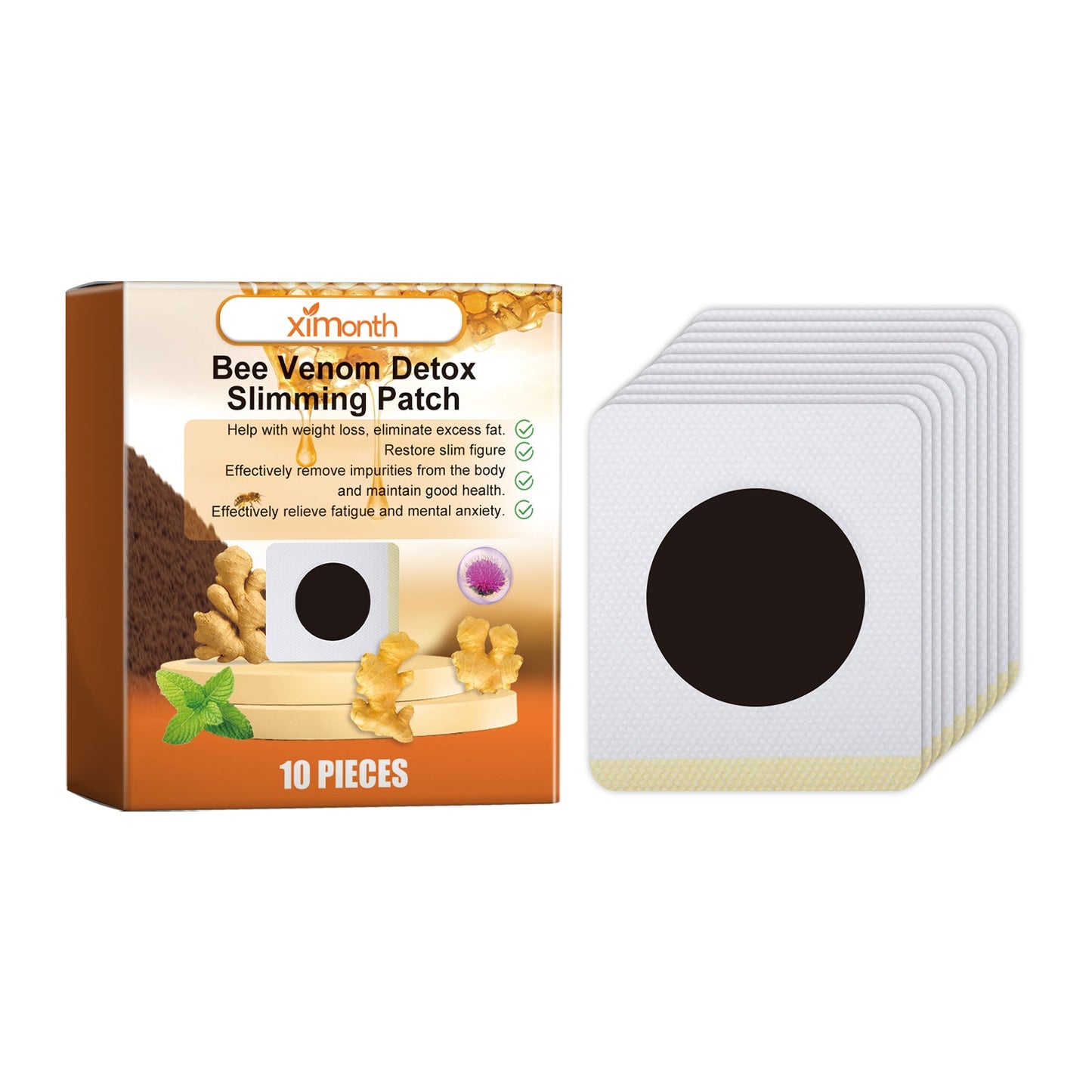Bee-Venom Shaped Lymphatic Patch, Which Relieves Lymphatic Swelling And Tightenes Body And Arms - Meat Belly Button Patch