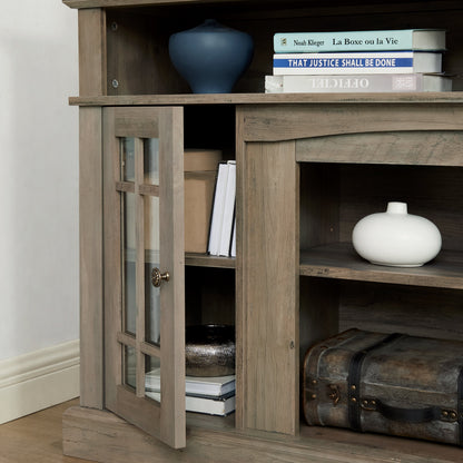 Classic TV Media Stand Modern Entertainment Console for TV Up to 65" with Open and Closed Storage Space Gray Wash
