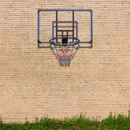 Wall mounted basketball basket, 45 x 29 inch shatterproof back, foldable basketball basket, all-weather mesh fabric
