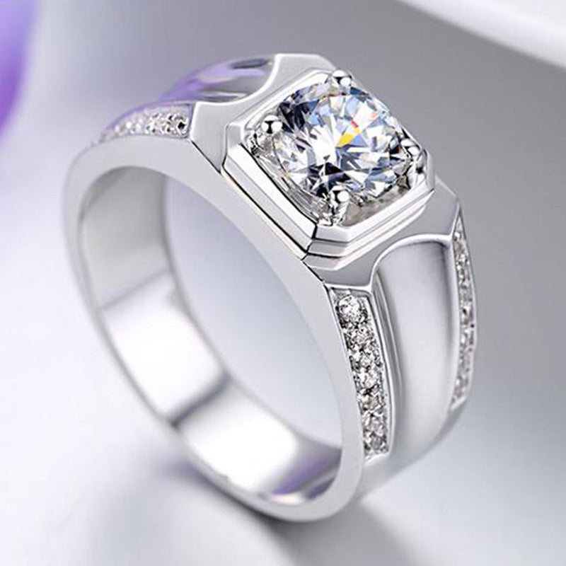 Couple Diamond Ring Silver Gold Plated