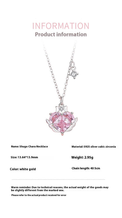 Sweet Girl Sterling Silver Zircon Clavicle Chain Necklace