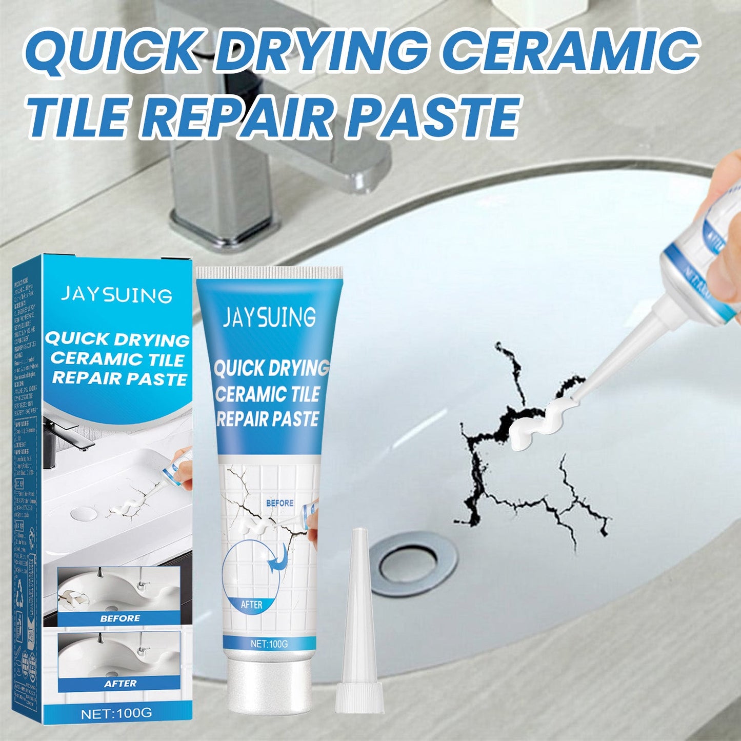 Tile Repair Glue, Bathtub Marble Furniture Floor Tile Toilet Crack Repair Glue Paste