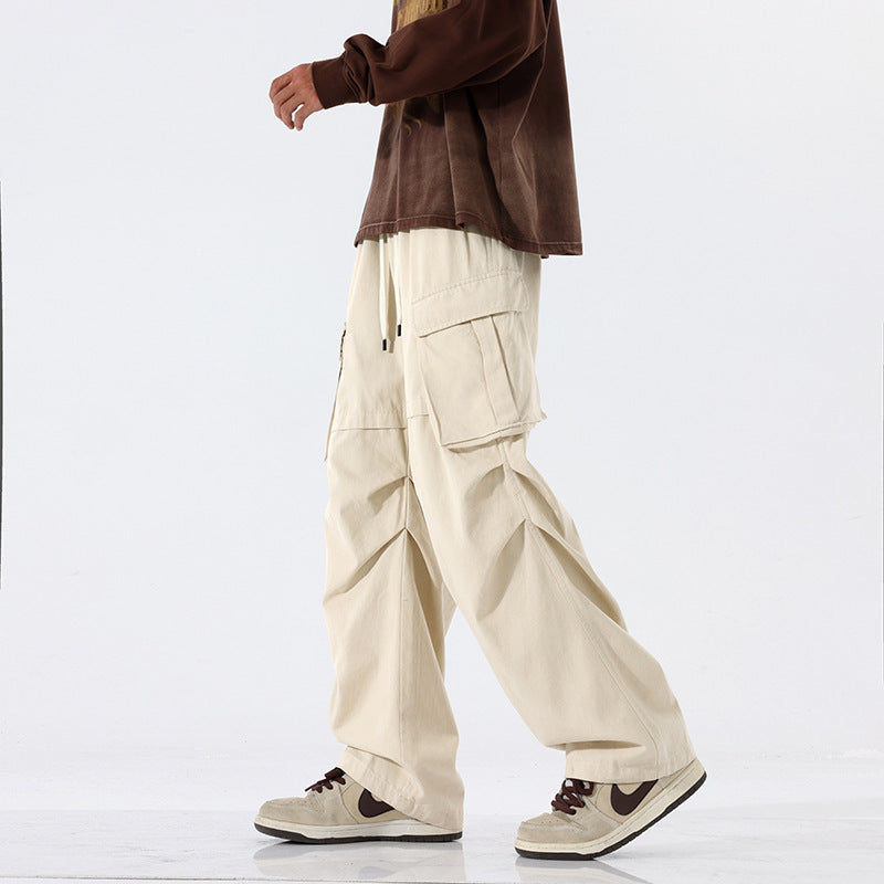 Men's Retro Pleated Straight-Leg Casual Overalls