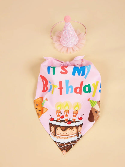 Dog Happy Birthday Decoration Dog Costume Hats Bowknot Bandana Neckerchief Bibs Banners Party Cat Dog Pets Accessories Perros